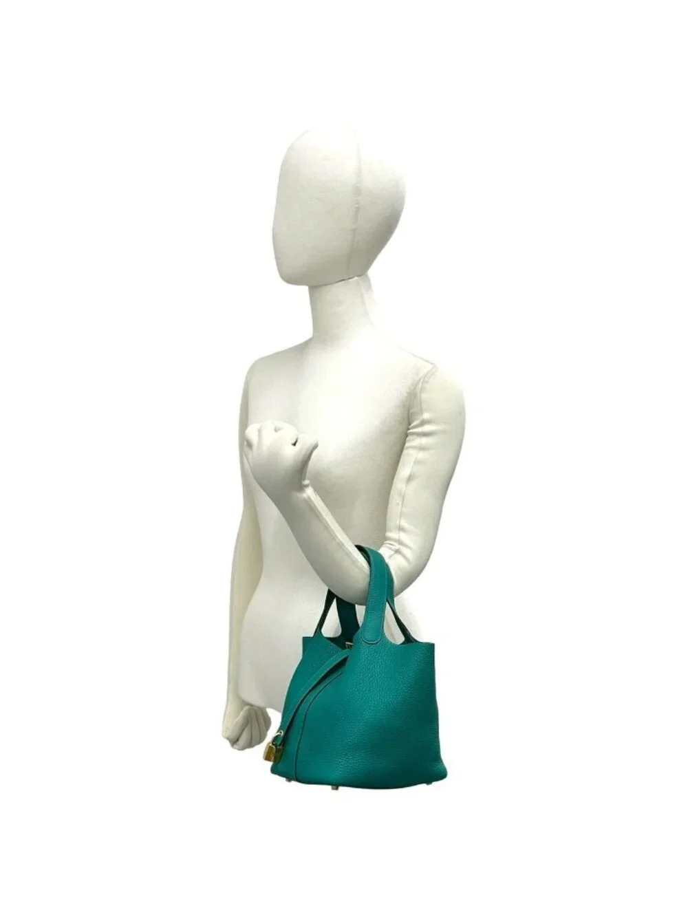 Hermes Picotin Lock Taurillon Clemence Handbag Mini Tote Vert Vertigo